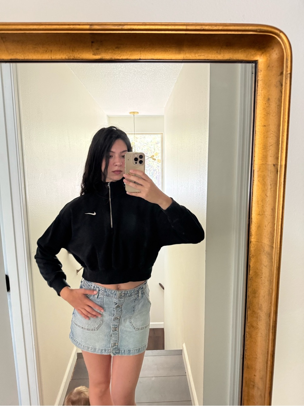 Nike Black Cropped Half-Zip Pullover Sweatshirt